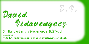 david vidovenyecz business card